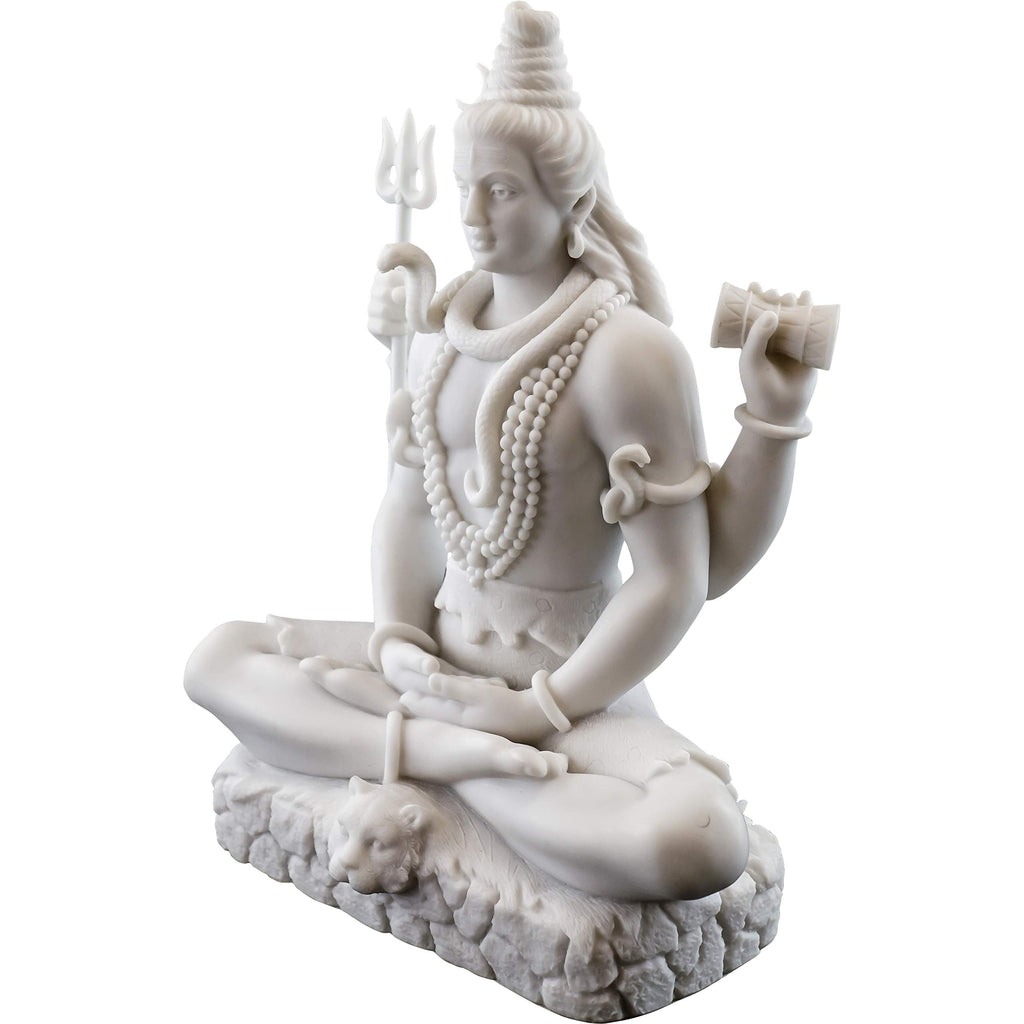 Shiva Statue in Padmasana Lotus Pose-Hindu God of Destroying Evil, Ignorance, and Death Sculpture - Collectible New