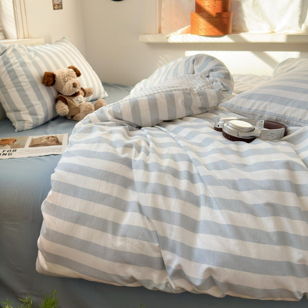 Striped Duvet Cover Set Blue White Striped Bedding Set