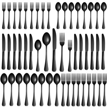 Black Silverware Set,40-Piece Stainless Steel Flatware Set for 8