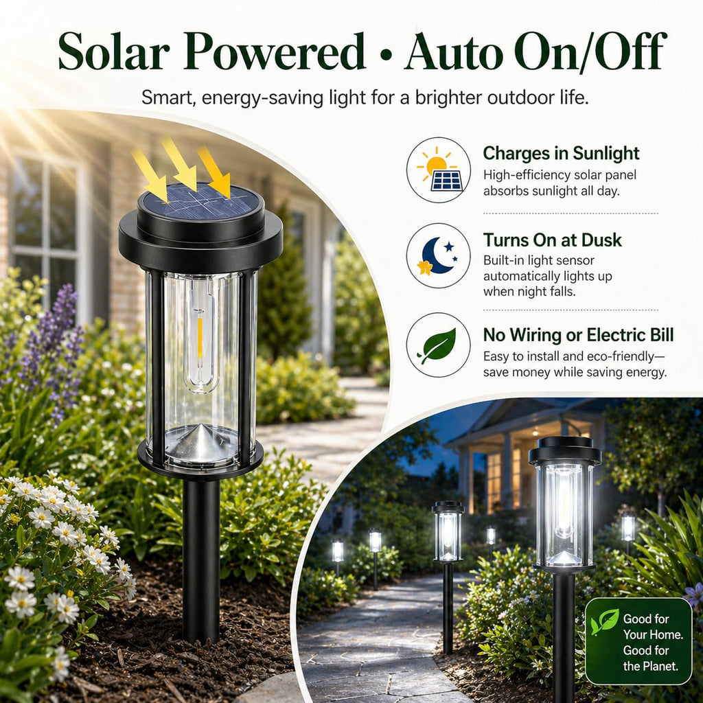 12 Pack Solar Lights Outdoor, 21" Solar Pathway Lights Outdoor