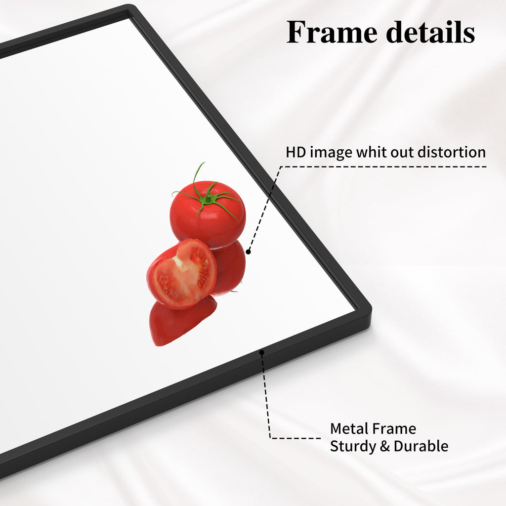Bathroom Mirror with Shelf, Black Rectangle Wall Mirror Metal Frame, Hanging Horizontal or Vertical (24'' X 20'')
