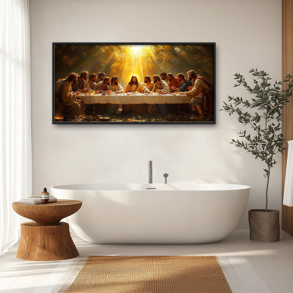 Large The Last Supper Wall Art, Christian Canvas Oversized Wall Decor, Jesus Aesthetics Framed Pictures Painting