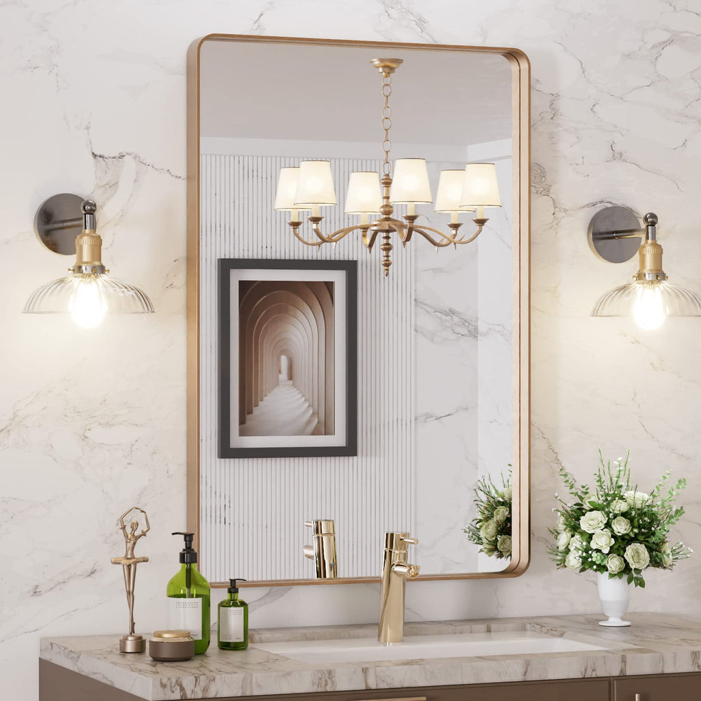 24"X36" Gold Bathroom Mirror