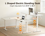 63 Inch Electric L-Shaped Standing Desk, Reversible Corner Desk with Height Adjustment, Large Ergonomic Workstation