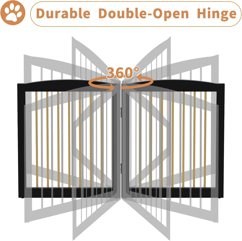 Freestanding Pet Gate for Dogs, Foldable Wooden Dog Gate, Indoor Dog Gate for Doorways, Stairs, Step Over Pet Puppy