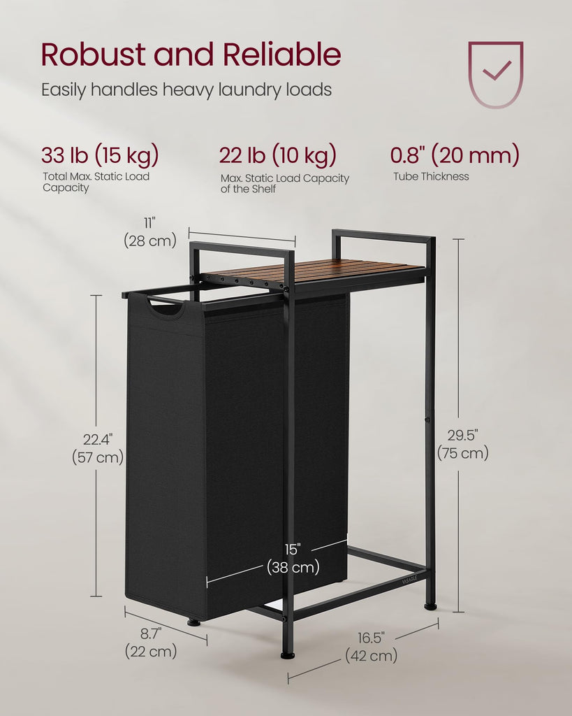 Laundry Sorter 1 Section, Rolling Cart with Shelf 12.4 Gal. (47 L)