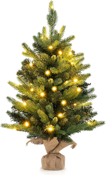2ft Pre-Lit Tabletop Christmas Tree with 35 Lights, Battery Operated