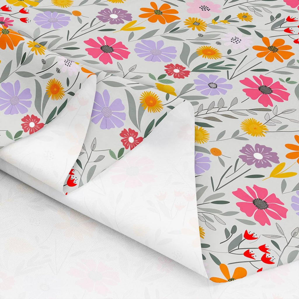 Colorful Flowers Fabric by The Yard, Romantic Countryside Flowers Soft Polyester No Stretch Sewing Craft, Vintage