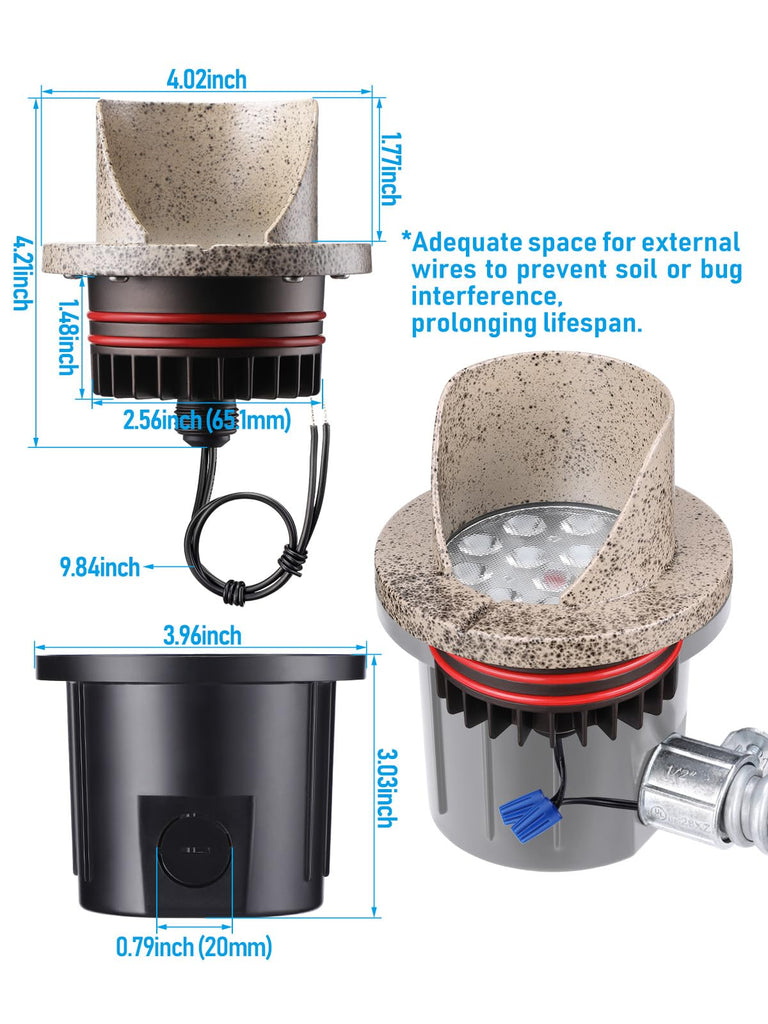 Dia.4 Inch 3000K Well Lights Shielded Top Rock Color