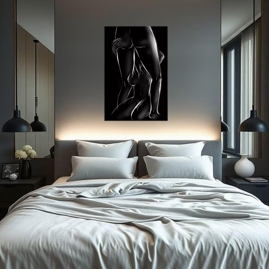 Woman and Man Wall Art Black and White Bedroom Wall Decor Sexy Couples Pictures Prints Artwork Apartment Bar Hotel