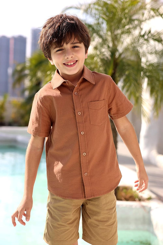 Boys Long Sleeve Dress Shirts Classic Collared Button Down Shirt