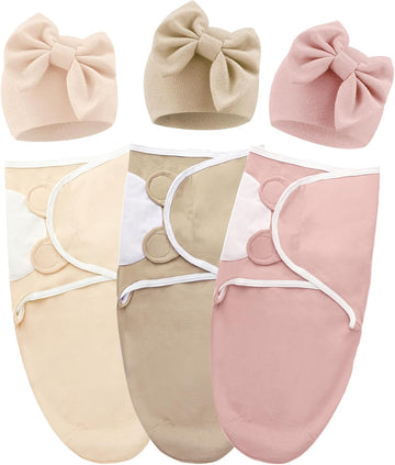 Baby Swaddle Blankets Solid Bow Hats for Newborns