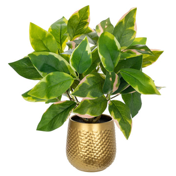 Articicial Plants Indoor Small Fake Plants in Pots Faux Pothos N' Joy Potted Plant Fake Indoor Plants with Gold Pots