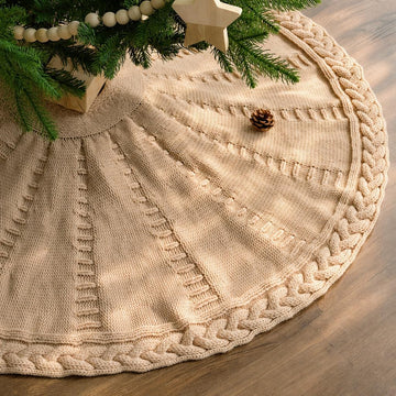 Knit Christmas Tree Skirts, Neutral Tree Skirt, Cozy Christmas Decorations