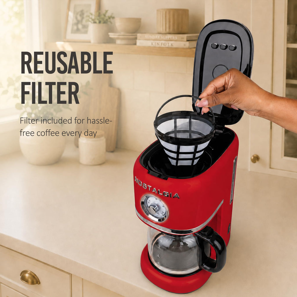 Classic Retro 10 Cup Coffee Maker, Red