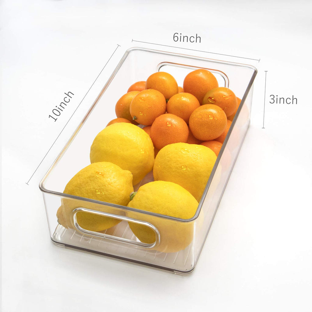 Stackable Refrigerator Organizer Bins, 6 Pack Clear Kitchen Organizer Container Bins with Handles and 20 PCS Plastic