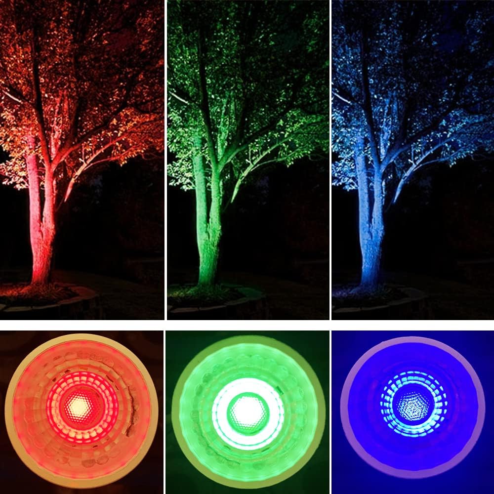 RGB MR16 LED BULB, Red Green Blue MR16 bulb 12V 5W, GU5.3 Pin Base Spotlight, 50W Equivalent Non-Dimmable Landscape