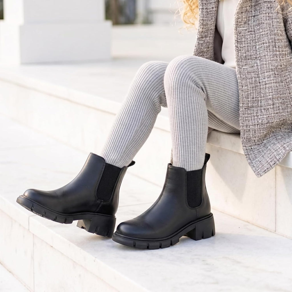 Girls Ankle Boots Kids Chunky Chelsea Booties