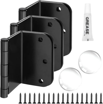 3-Pack Offset Door Hinges, Matte Black Door Hinges 3.5 Inch 5/8" Radius Corner for Handicap