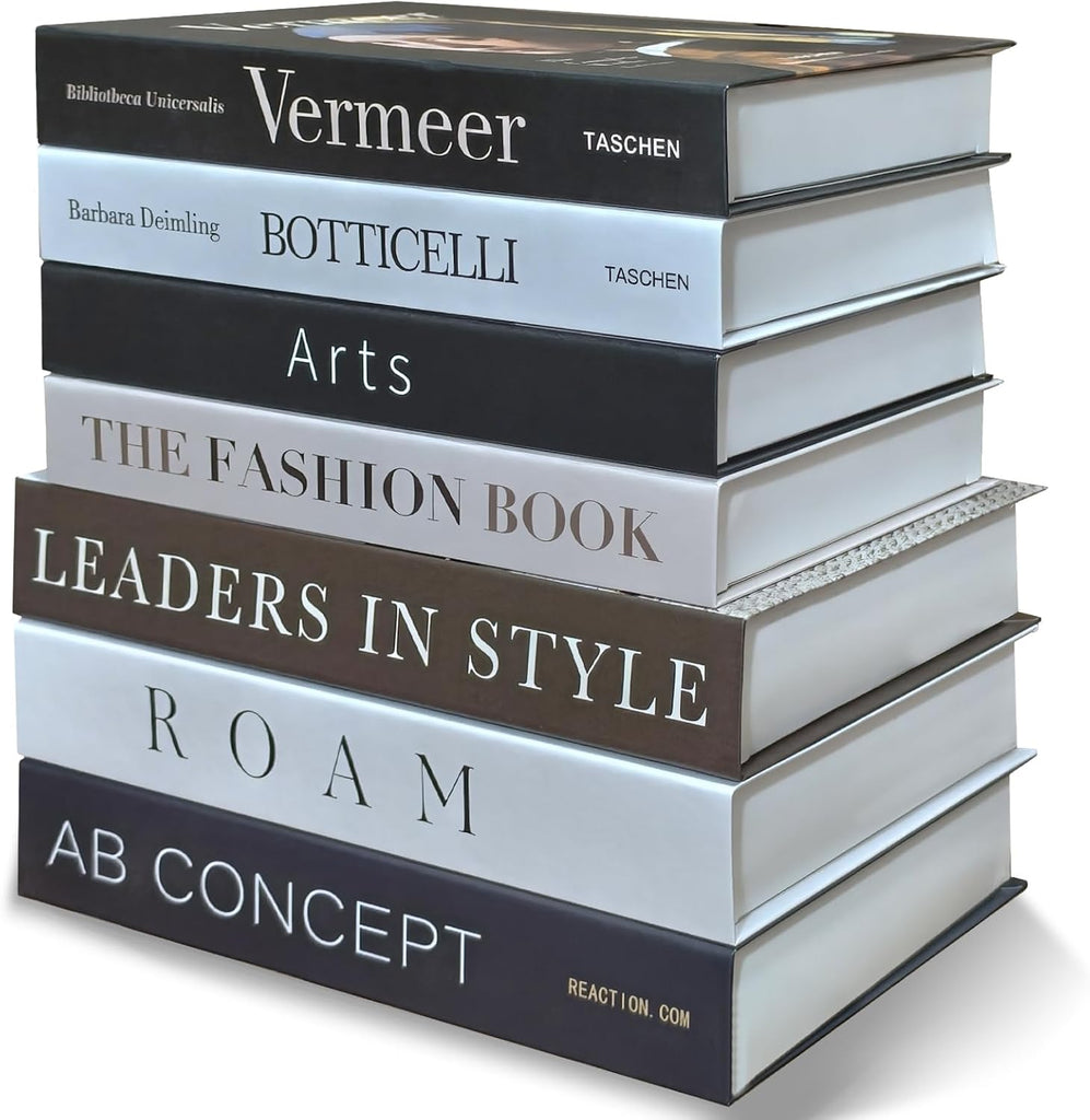 Decorative Books Decor - 7 Pcs Faux Books for Decoration, Fake Stack for Bookshelf, Coffee Table, Designer Decor Set