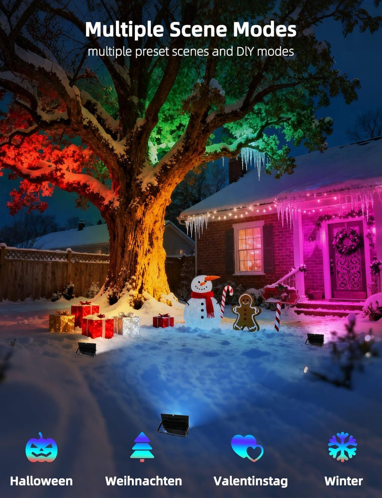 LED Flood Light 30W Outdoor RGB Color Changing, Smart Floodlights RGBW 2700K Warm White & 16 Million Colors, 20