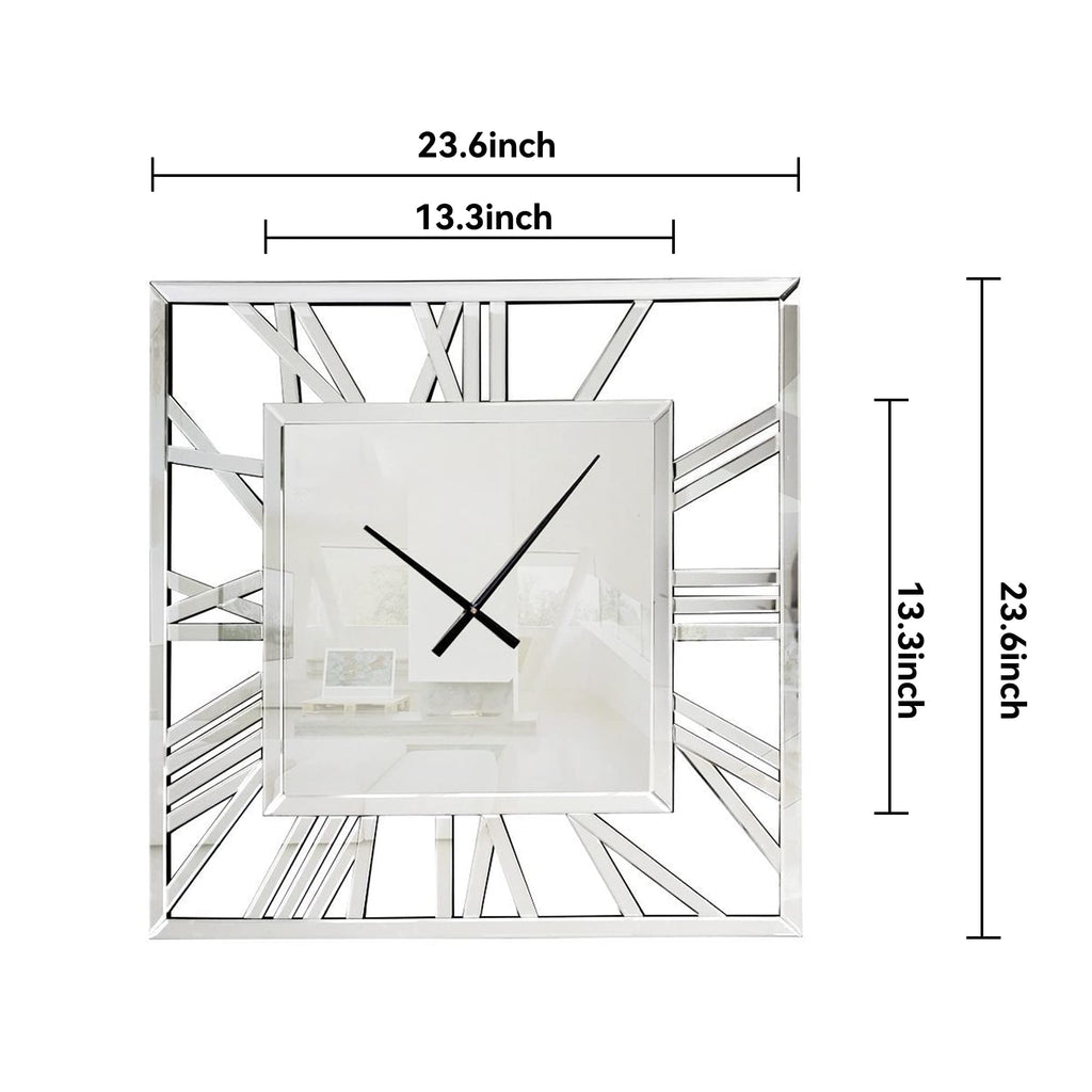 24" Wall Clocks Decor - Glossy Mirror Finish