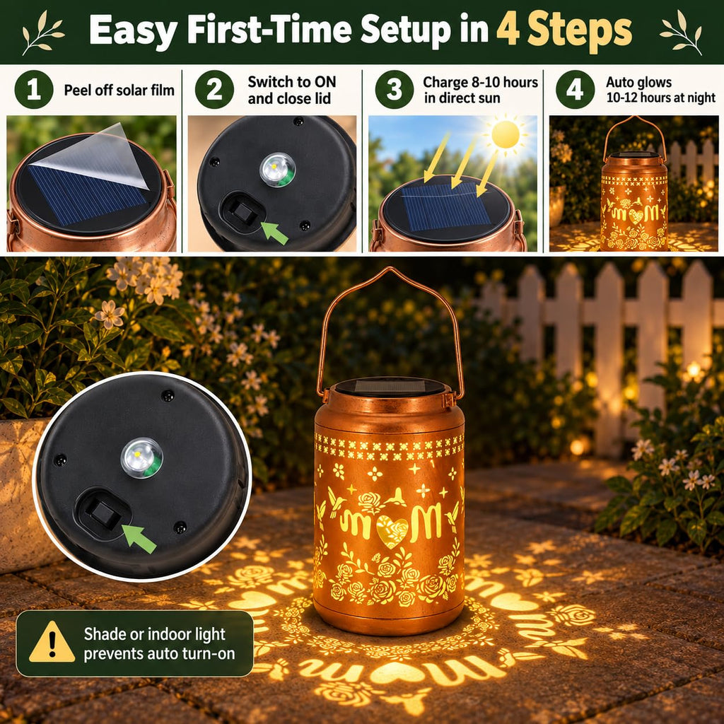 Mother Day Gifts for Mom - Solar Lanterns Outdoor Waterproof