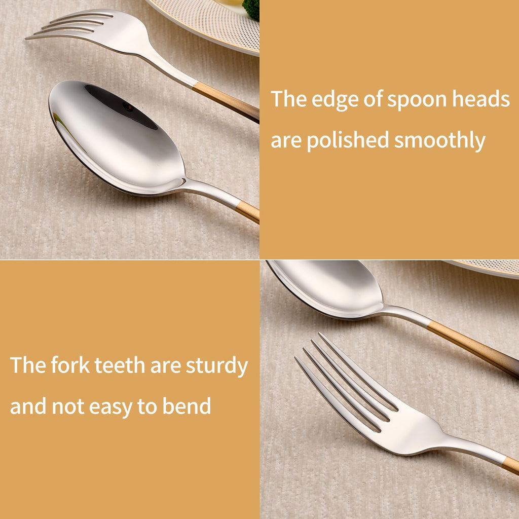 20-Piece Black Gold Silverware Set 18/0 Stainless Steel Silverware Set Black Gold Handle Cutlery Set Service for 4