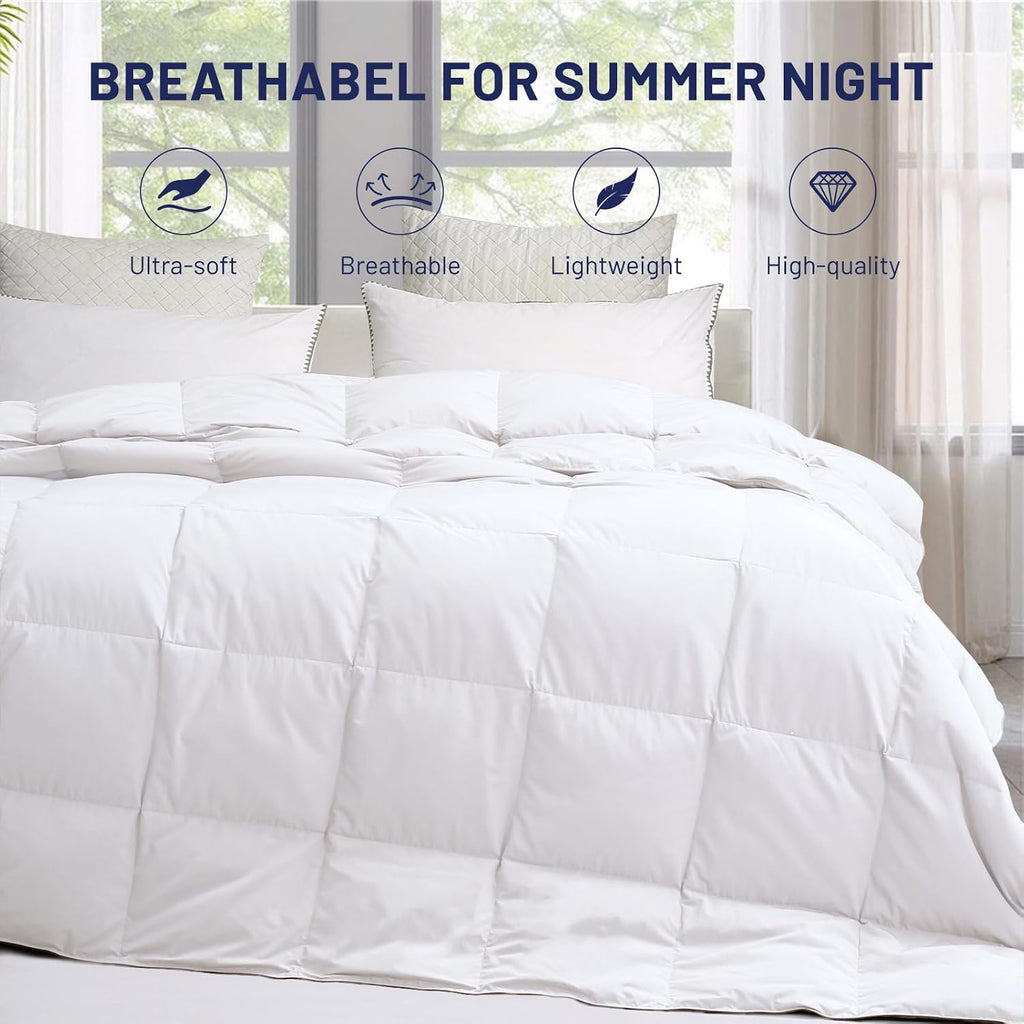 Premium Down Comforter Twin, White Duvet Insert All Season