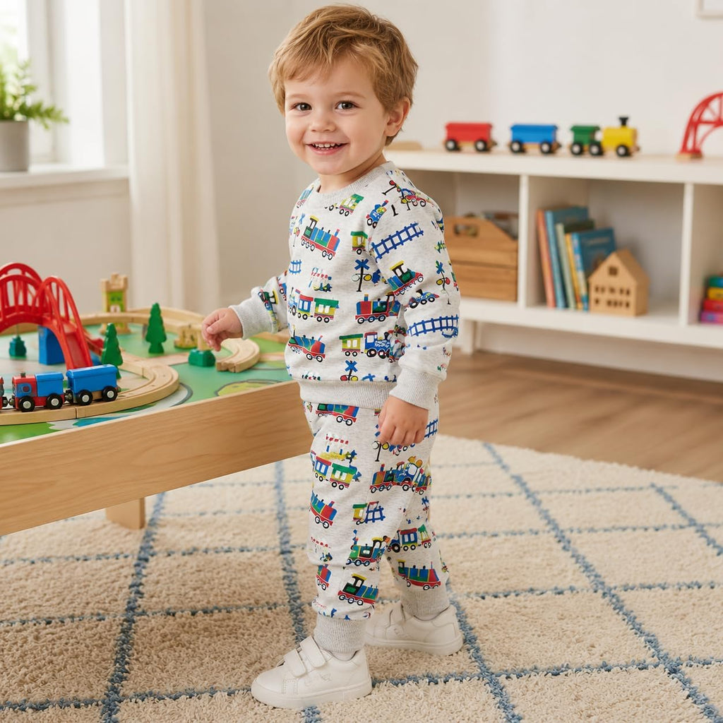 Baby Boy Fall Winter Outfit Monster Truck Sweatshirt Pants Set