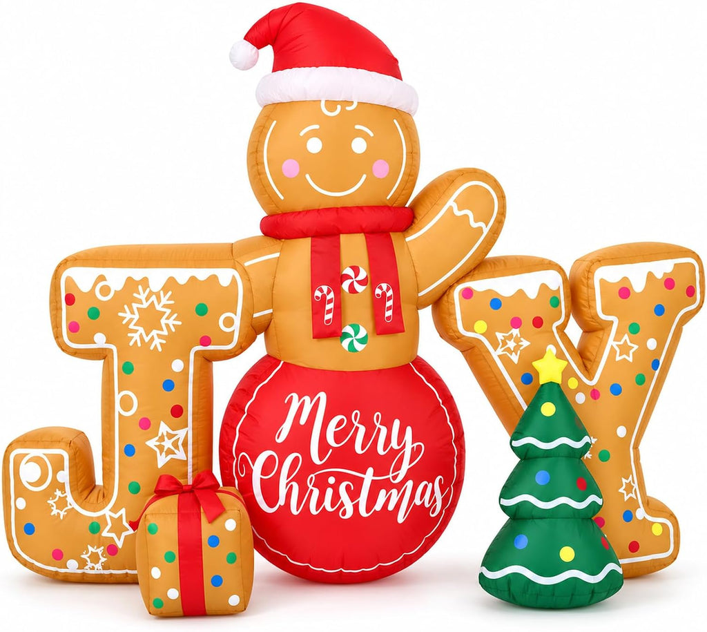 5.4 ft Wide Christmas Inflatable Joy Gingerbread Outdoor Decor