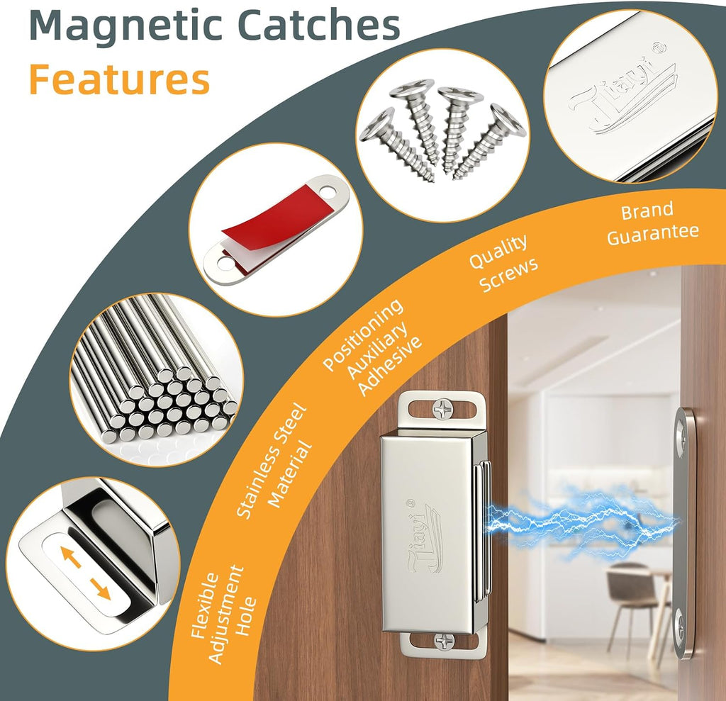 Cabinet Magnets 12 Pack Magnetic Door Catch Stainless Steel Kitchen Cabinet Magnetic Catch Drawer Magnet Door Cupboard
