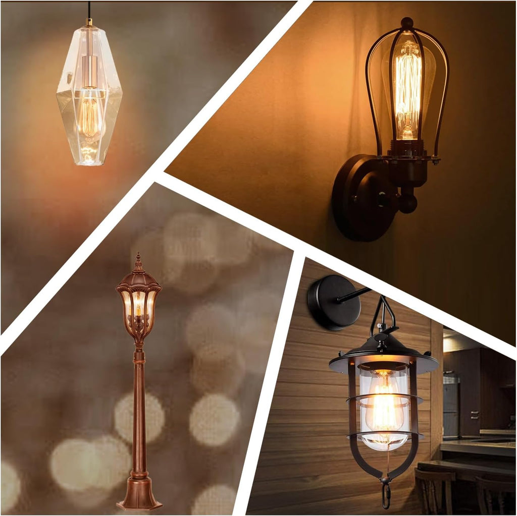 ST58 Vintage Antique Light Bulbs-25W E26 Base 120 Volts Dimmable Edison Light Bulbs,Amber Glass, Warm White 2200K (2