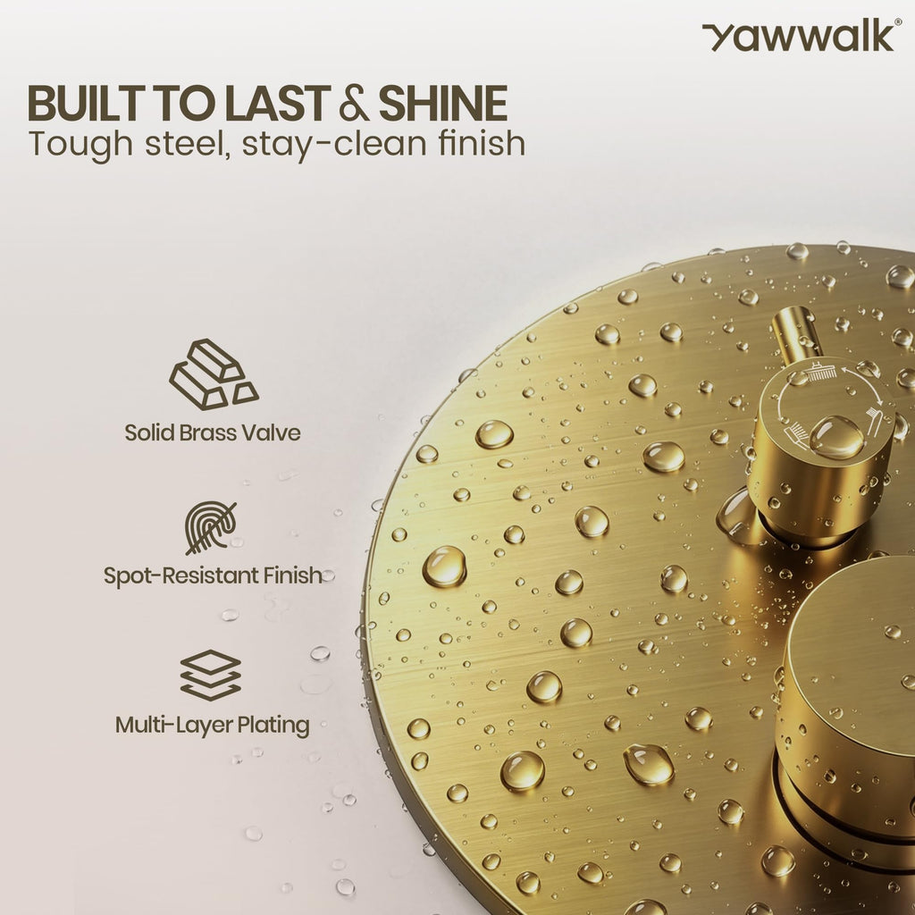 Bathtub Faucet Set, Shower System with Tub Spout, Valve, Brushed Gold