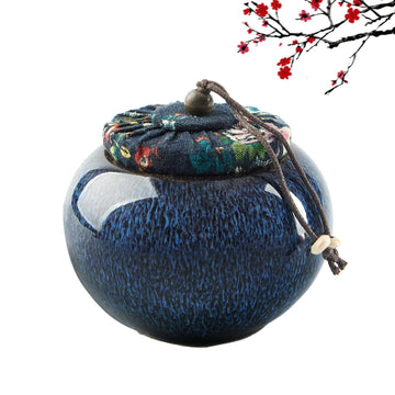 Japanese Tea Canister, Kiln Altered Glaze Ceramic Tea Container with a Sealing Lid, Storage Jar for Loose Tea, Unique