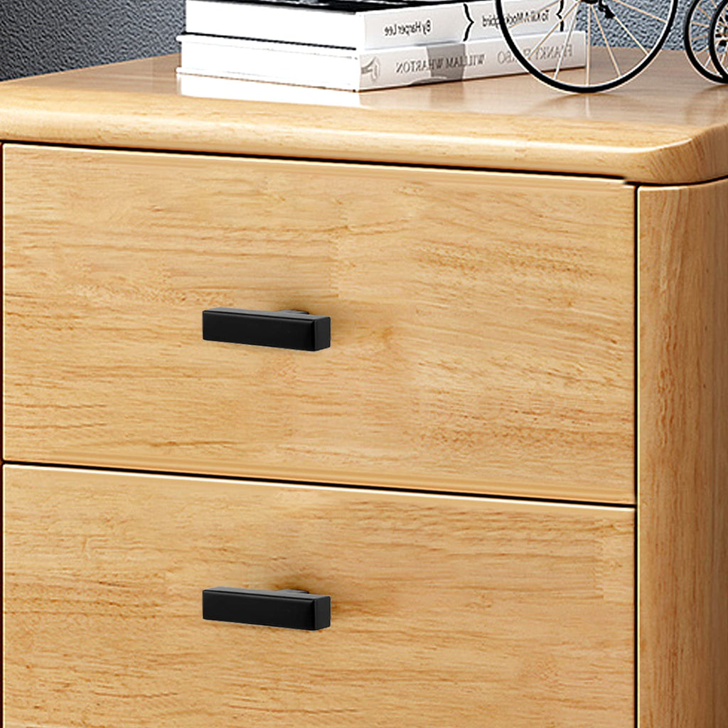 5 Pack) Flat Black Square Cabinet Knobs Stainless Steel 2 Inch(50mm) Overall Length Drawer Pulls Single Hole T Bar