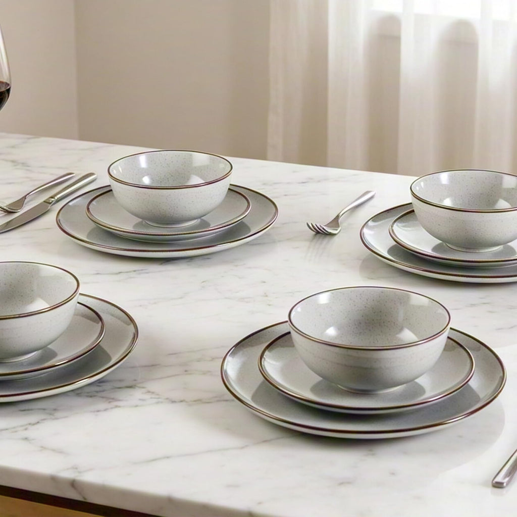 Dinnerware Set for 6, 18Pieces Plates and Bowls Set
