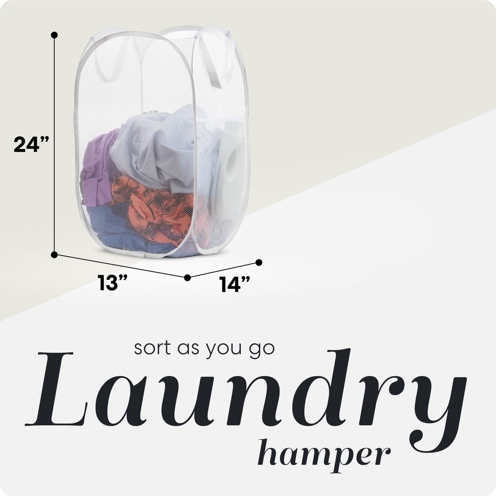 Mesh Pop Up Laundry Hamper Foldable Basket 2-Pack
