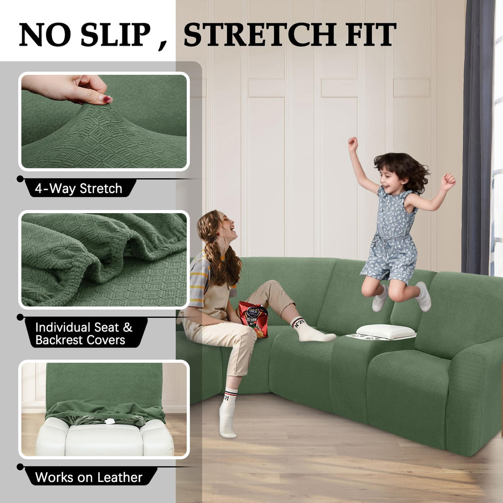Waterproof Reclining Sectional Couch Covers Washable L Shaped Couch Cover for Sectionals Recliner Sofa Covers Stretch