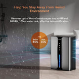 Home Dehumidifier with Drain Hose, (950 sq.ft) 95oz Quiet dehumidifier for Bathroom Bedroom