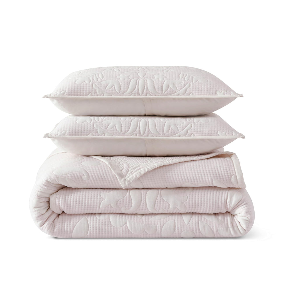 Medallion Jacquard Quilt Set Blush 3-Piece