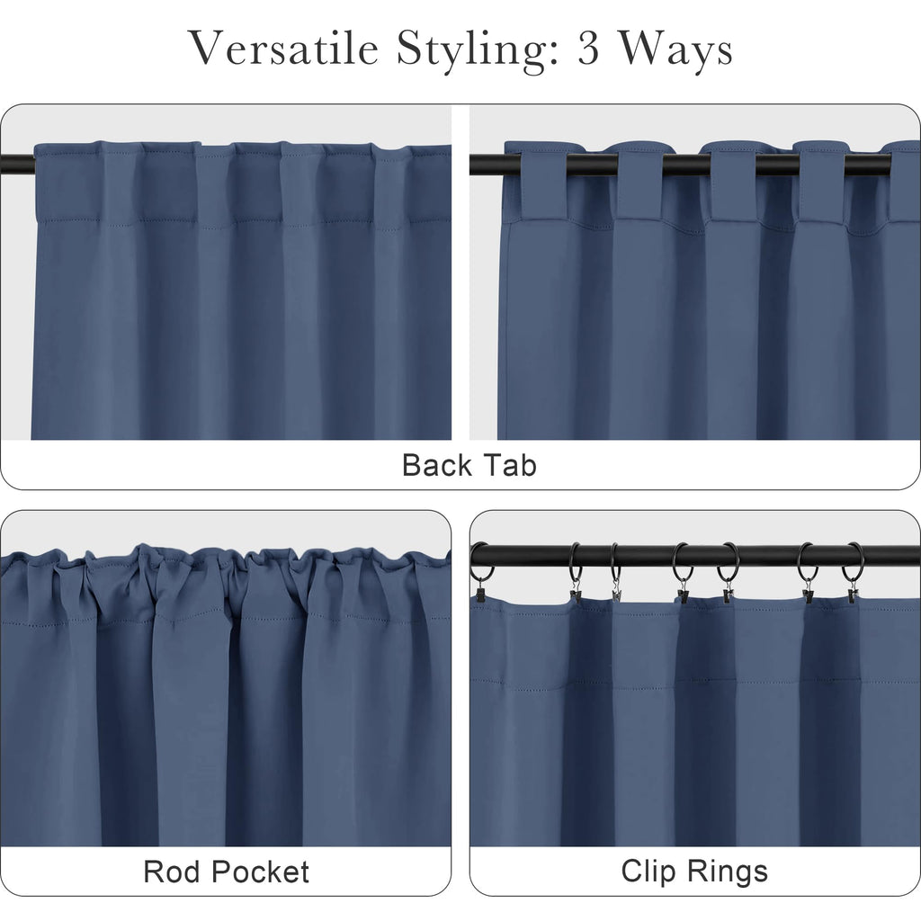 Blackout Curtains Thermal Insulated Window Treatment Panels Room Darkening Blackout Drapes Back Tab/Rod Pocket