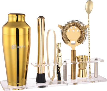 Cocktail Shaker Set with Arcylic Stand, Mixology Bartender Kit for Drink Mixing | Mixology Set with 7 Bar Set Tools - Set of 7