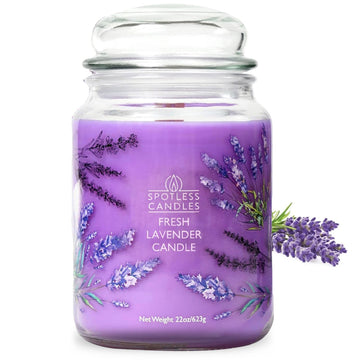 Lavender Candle 22oz Gift Boxed: 130 Hour Burn, Minimum 10% Fragrance Oil, Crackling Wooden Wick, Bergamot Lavender &