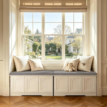Shoe Storage Bench with Cushion, Door, White 39.4" LX17.7 H | Entryway Bench, 2-Tier Cabinet Bench, Widened Cubby