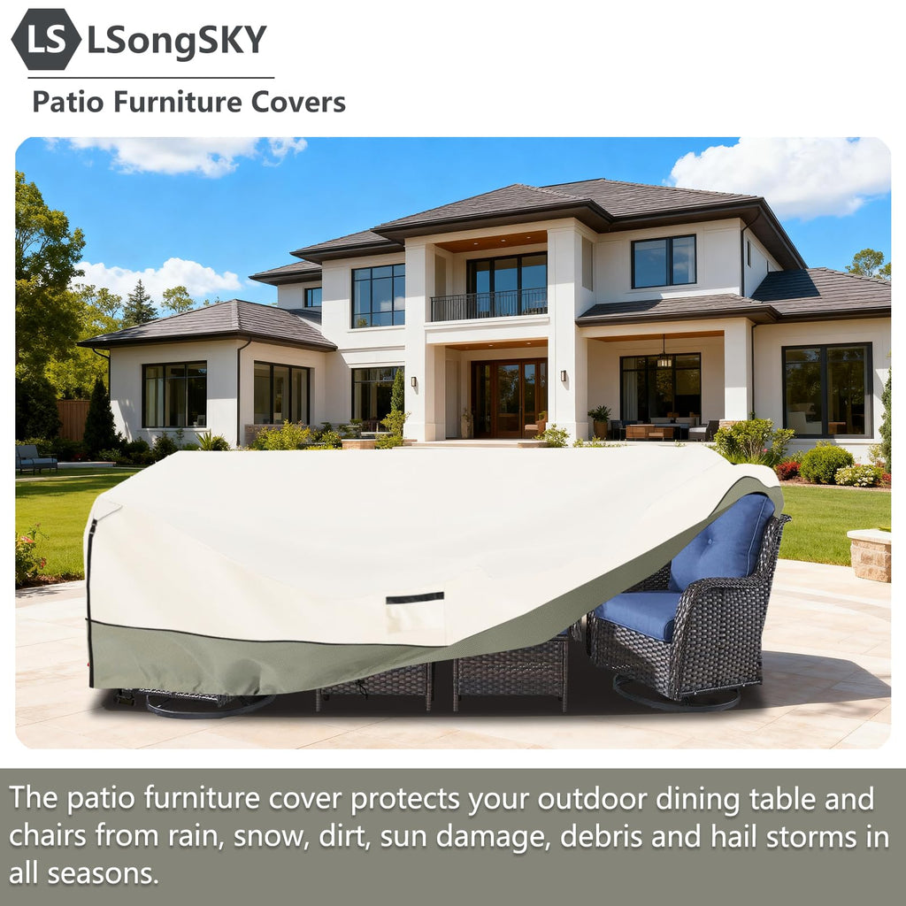Outdoor Furniture Covers Waterproof, 600D Heavy Duty Patio Furnitures Covers for 6/7/8 PCS Sets Sectional Sofa Couch