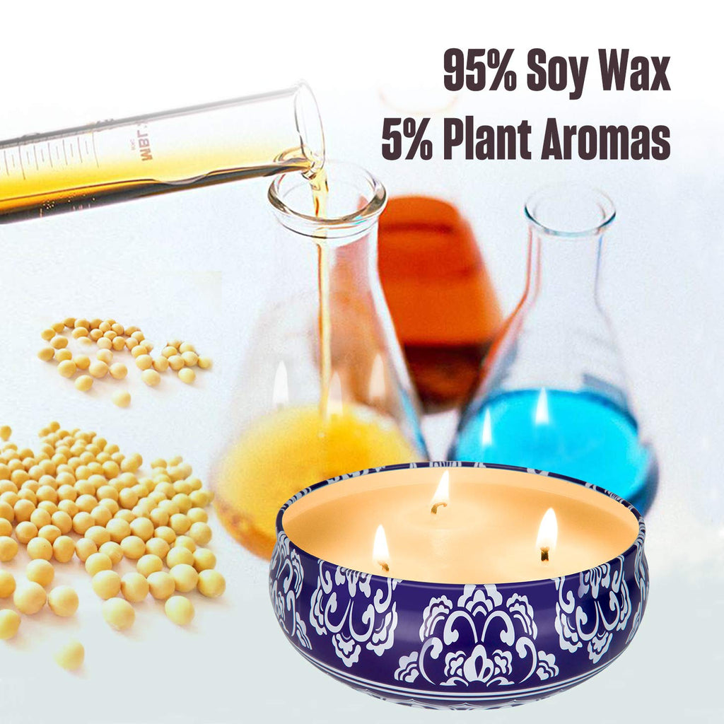Citronella Candles Outdoor & Indoor - Large 13.5 oz Scented Candles Set 3 Pack Natural Soy Wax citronella Candles for