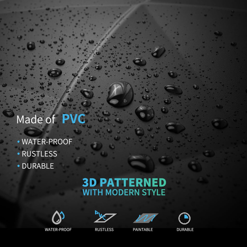 Waterproof 3D Textured PVC Decorative Wall Panels, 33-Pack, Black