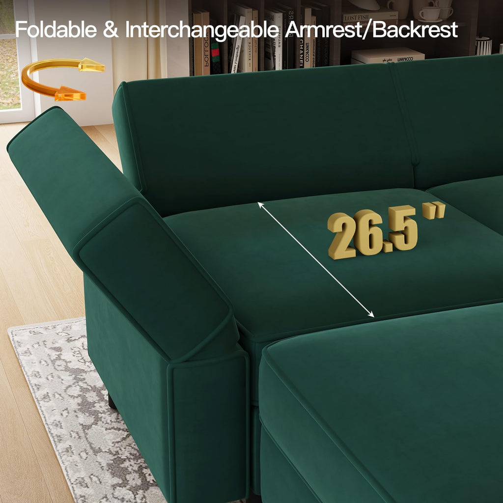 Modular Sectional Sofa with Storage Seat Oversized U Shaped Couch with Reversible Chaise Sofa Set with Ottoman Green