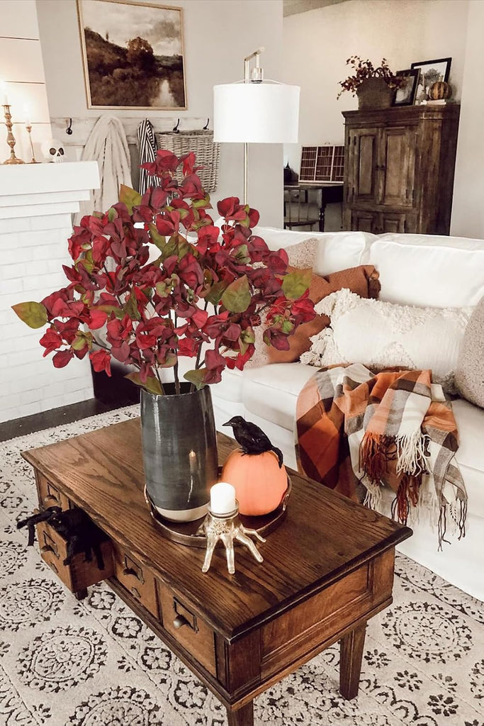 Bougainvillea Artificial Flowers 5 Pack 27.5" Fake Bougainvillea Floral Stems Realistic Silk Bougainvillea - Set of 5